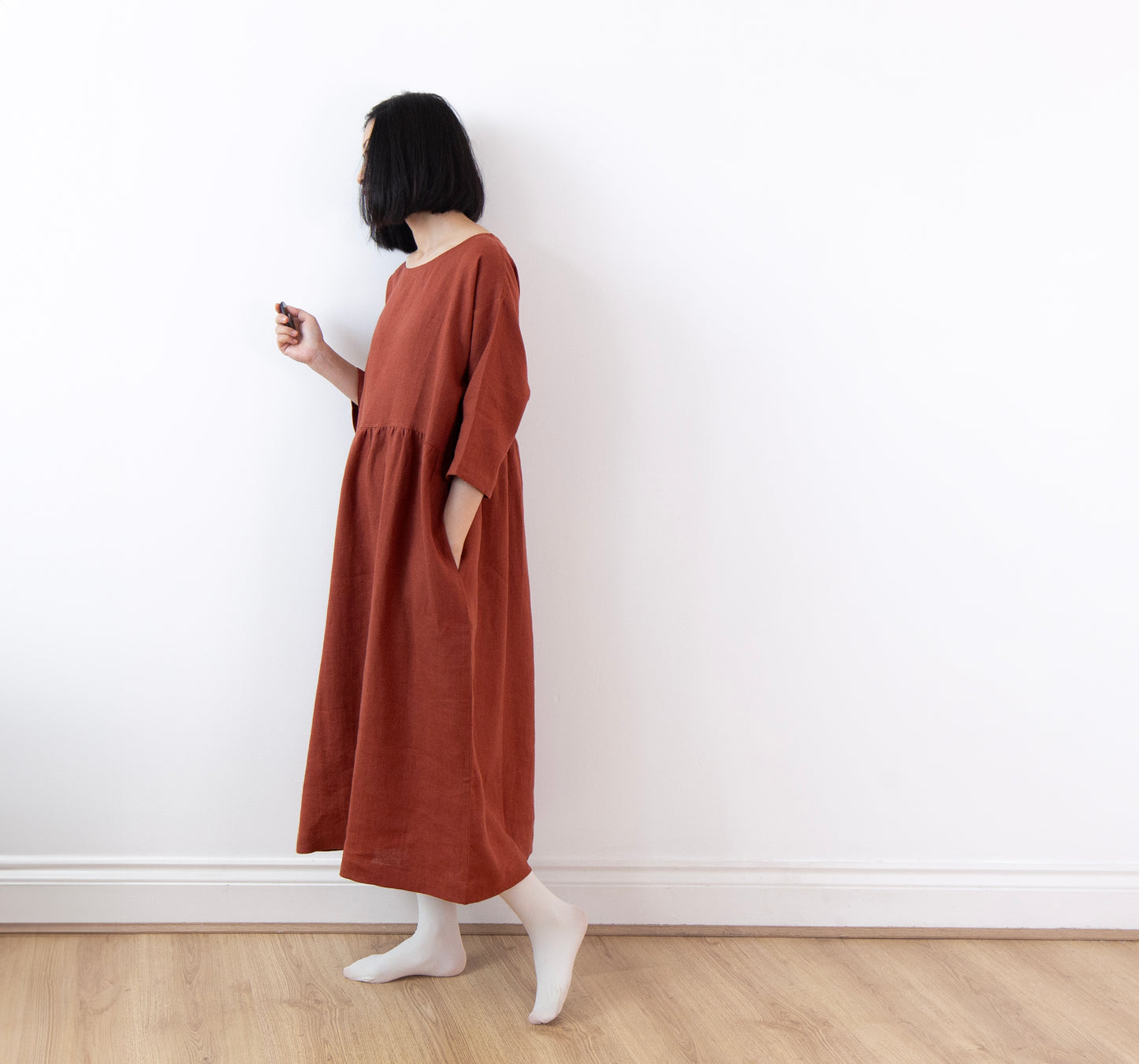 Burnt Sienna linen dress