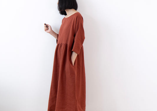 Burnt Sienna linen dress
