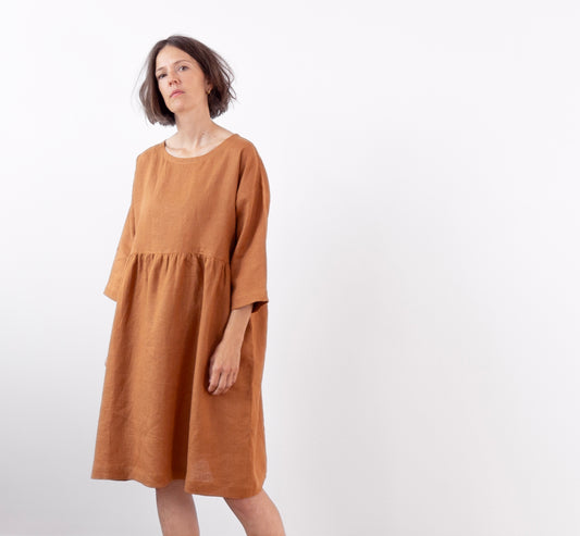 Brown sugar linen dress
