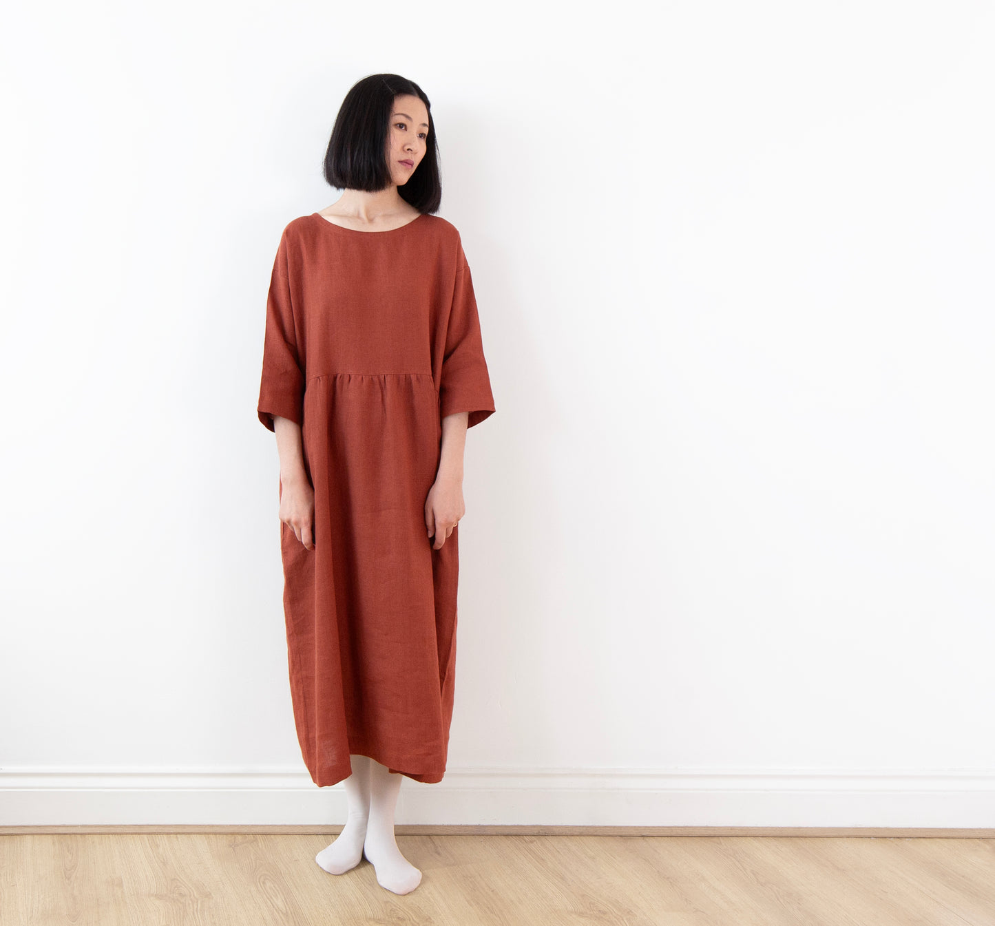 Burnt Sienna linen dress