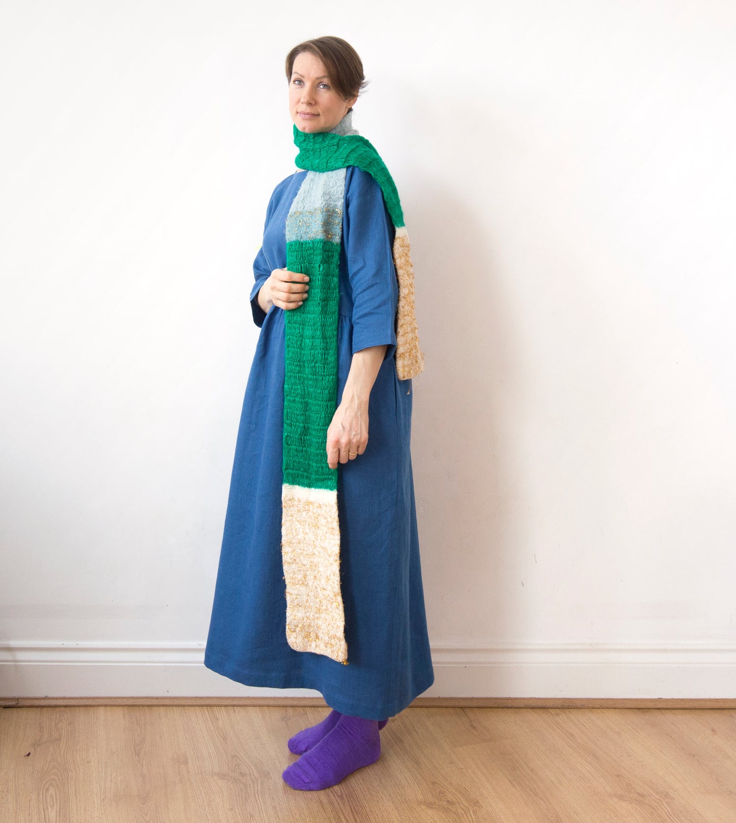 Ocean blue linen dress