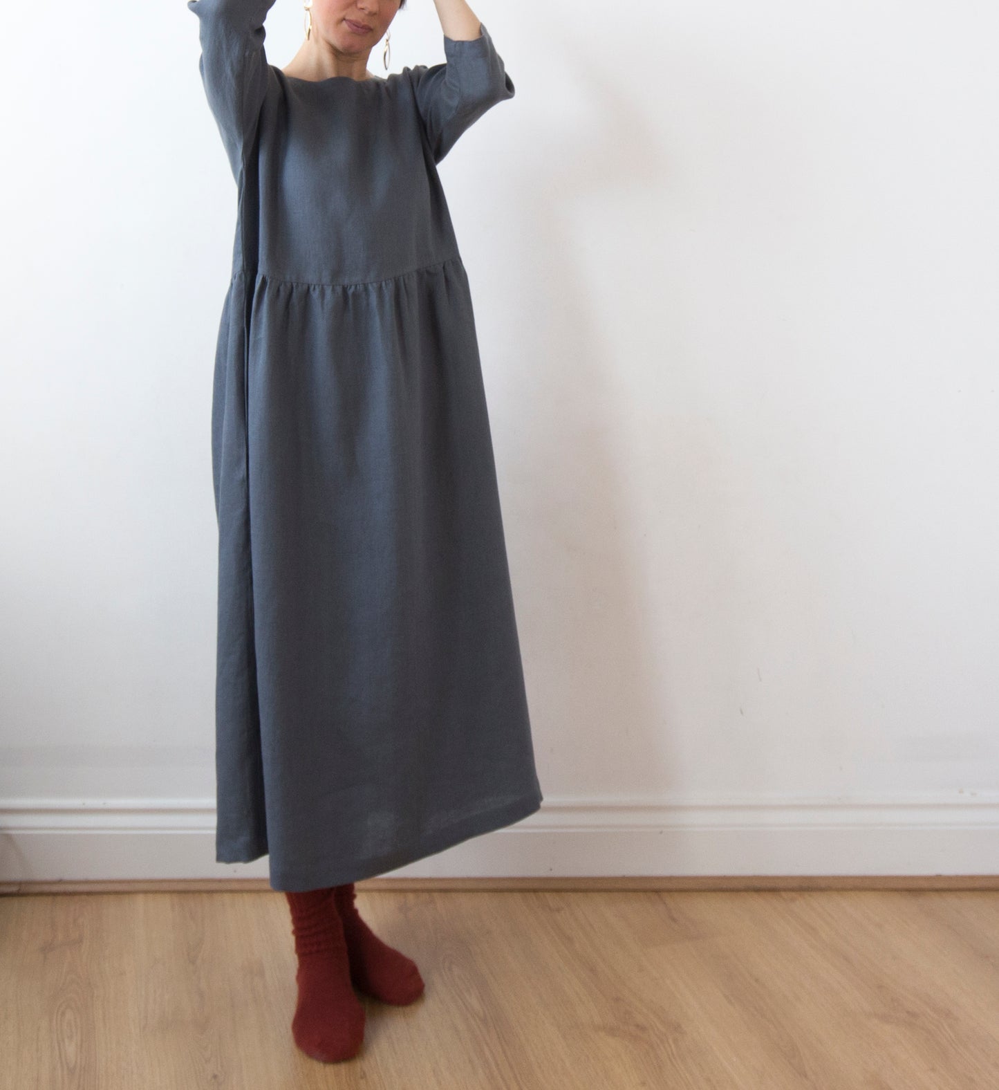 Charcoal grey linen dress