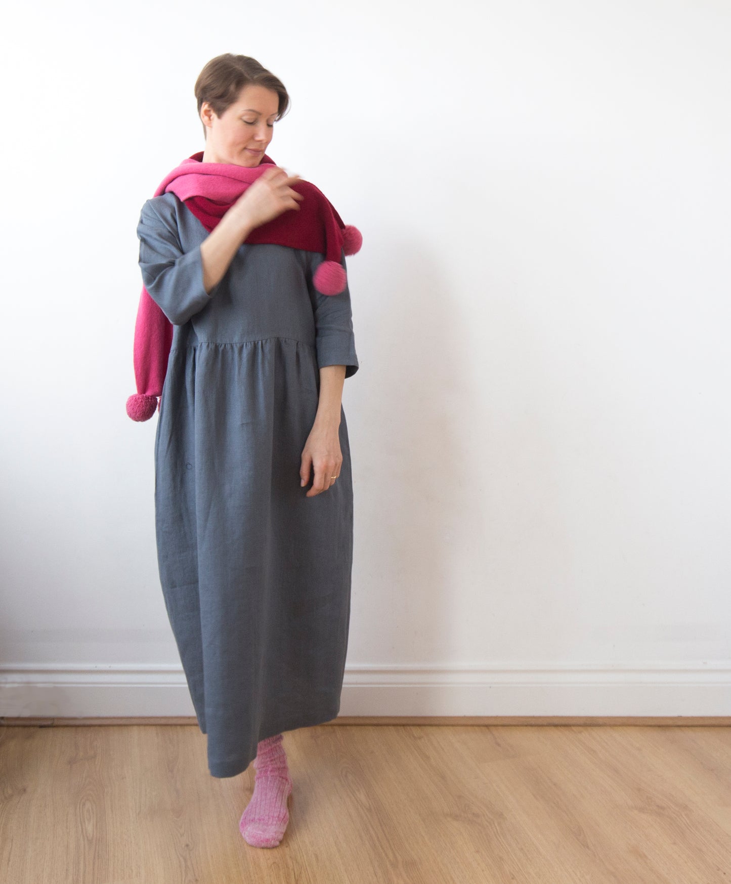 Charcoal grey linen dress