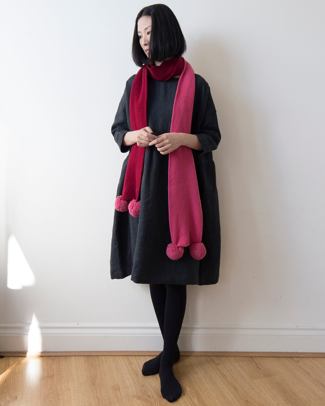 Black textured linen dress