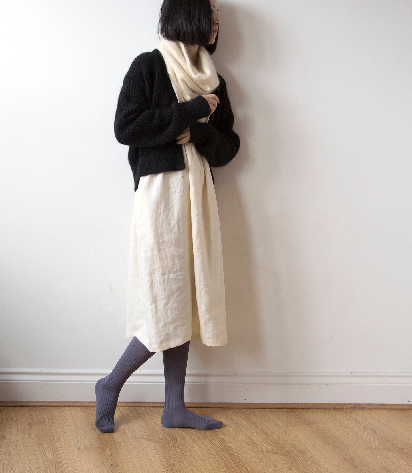 Vanilla cream white linen dress