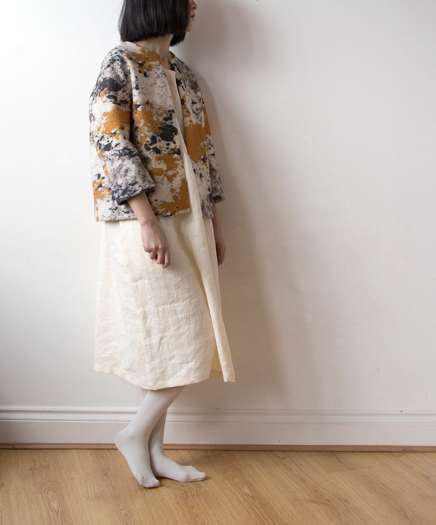 Vanilla cream white linen dress