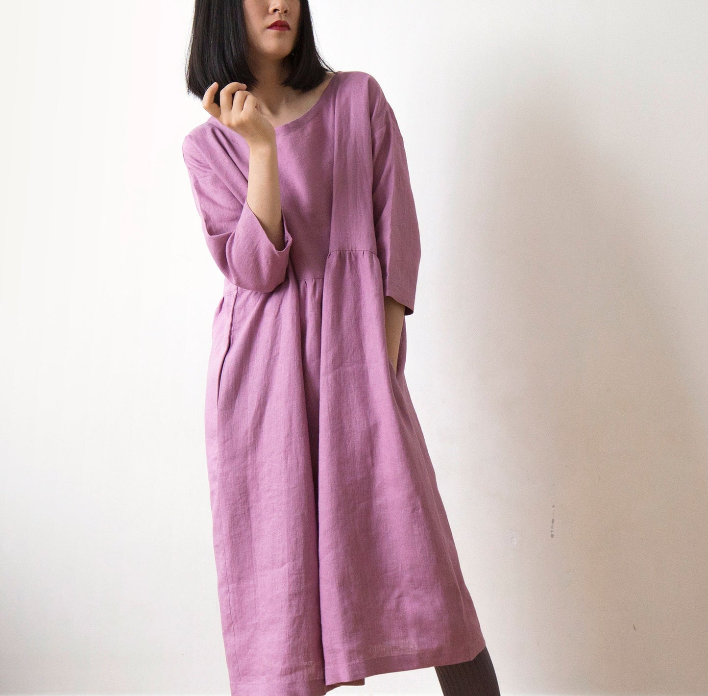 Wild orchid pink linen dress