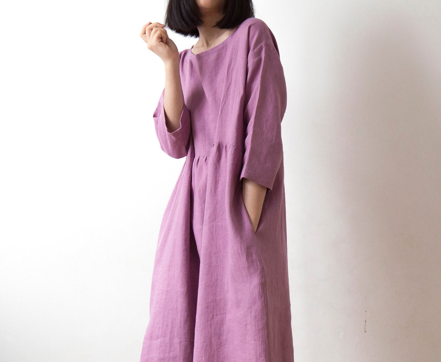 Wild orchid pink linen dress