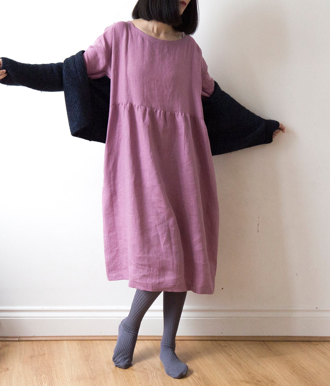 Wild orchid pink linen dress
