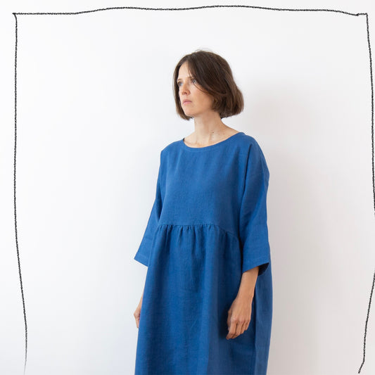 Ocean blue linen dress (knee length)