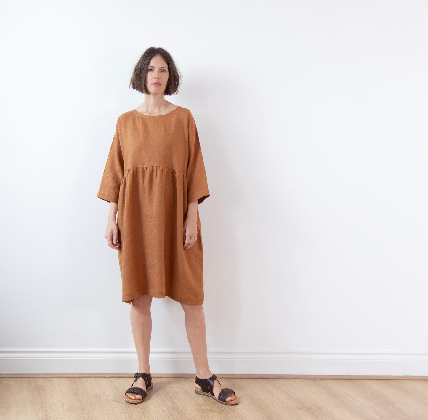 Brown sugar linen dress