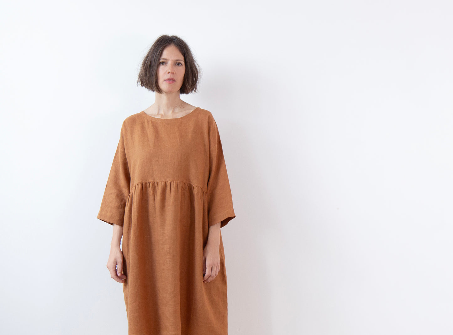 Brown sugar linen dress
