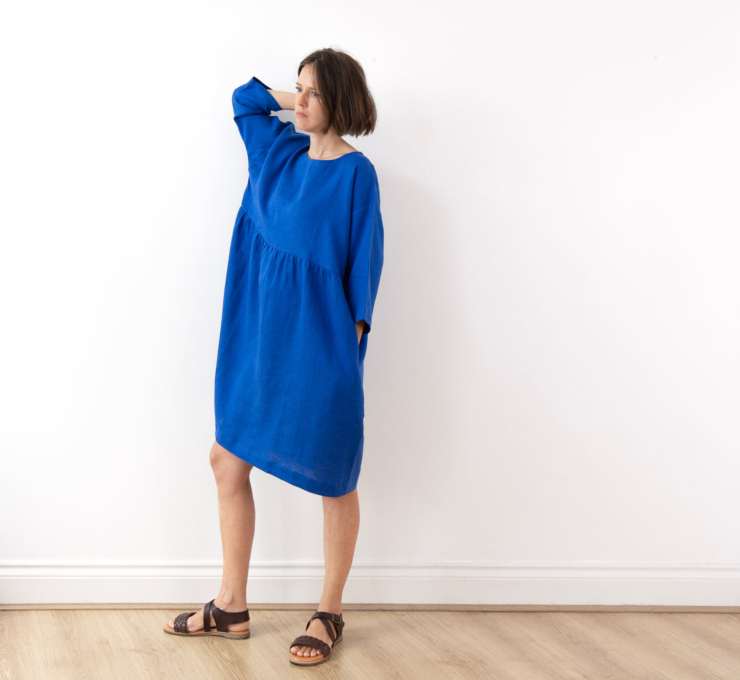 French blue linen dress (knee length)