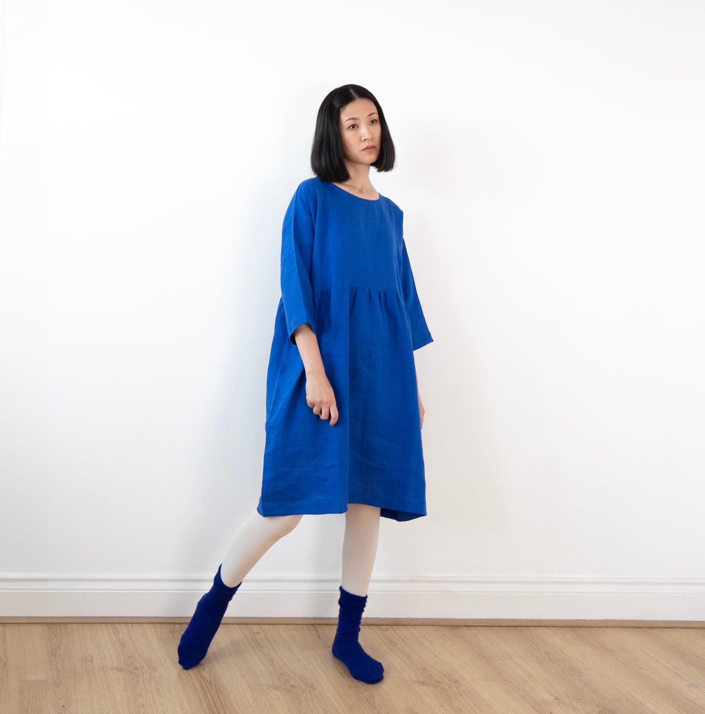 French blue linen dress (knee length)