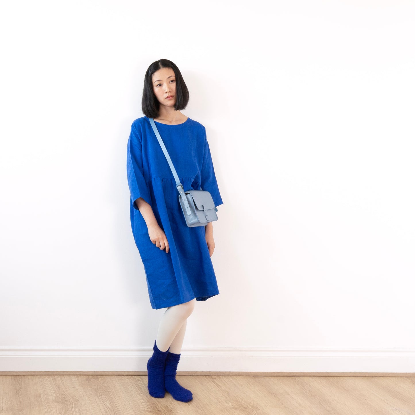 French blue linen dress (knee length)