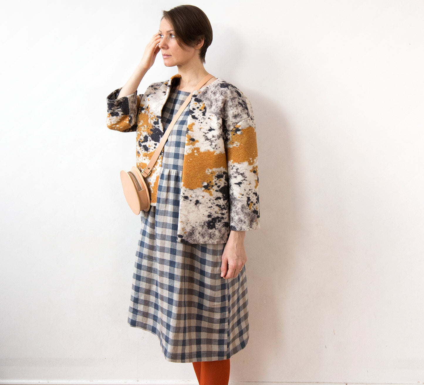 Cottage blue gingham check linen dress