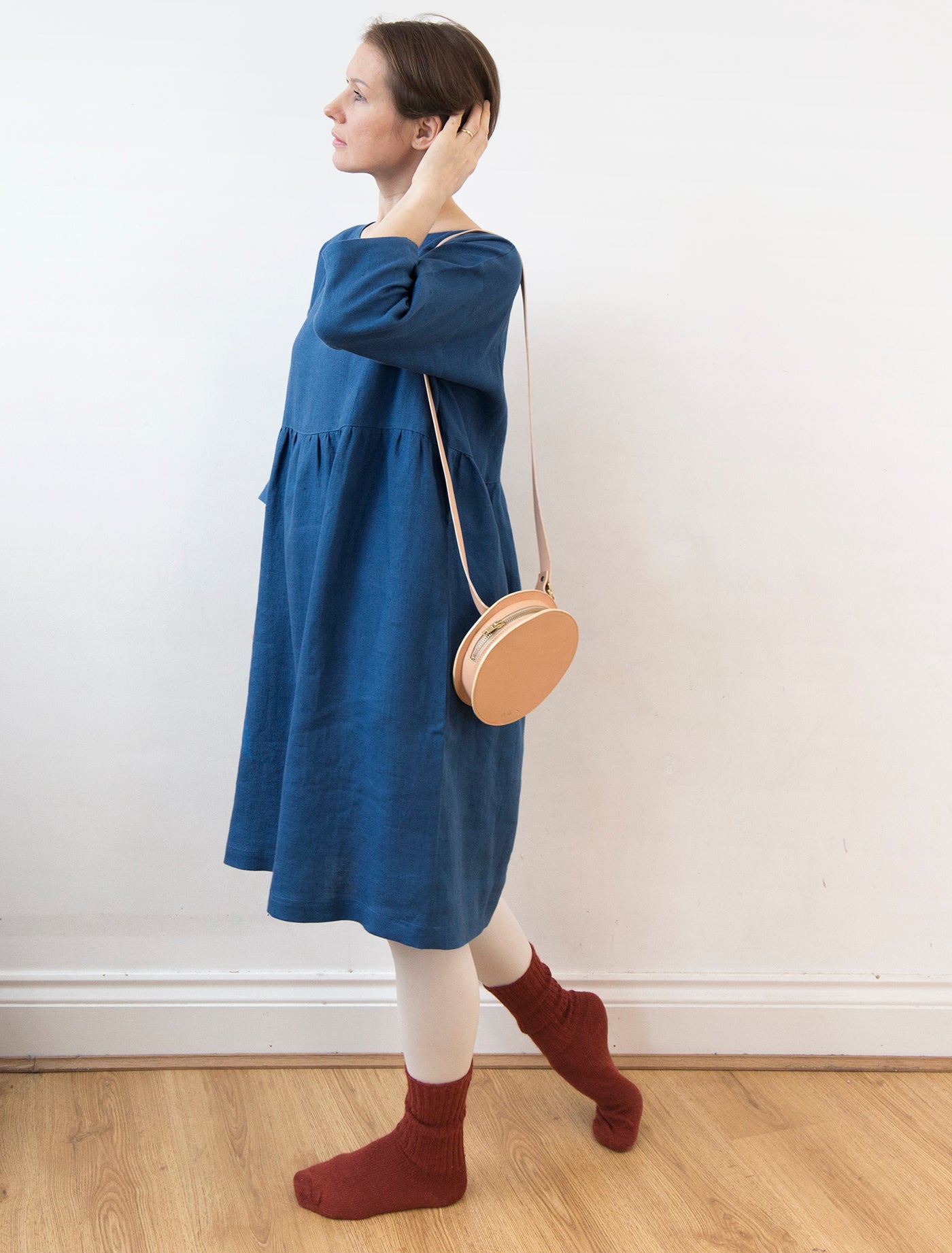 Ocean blue linen dress (knee length)