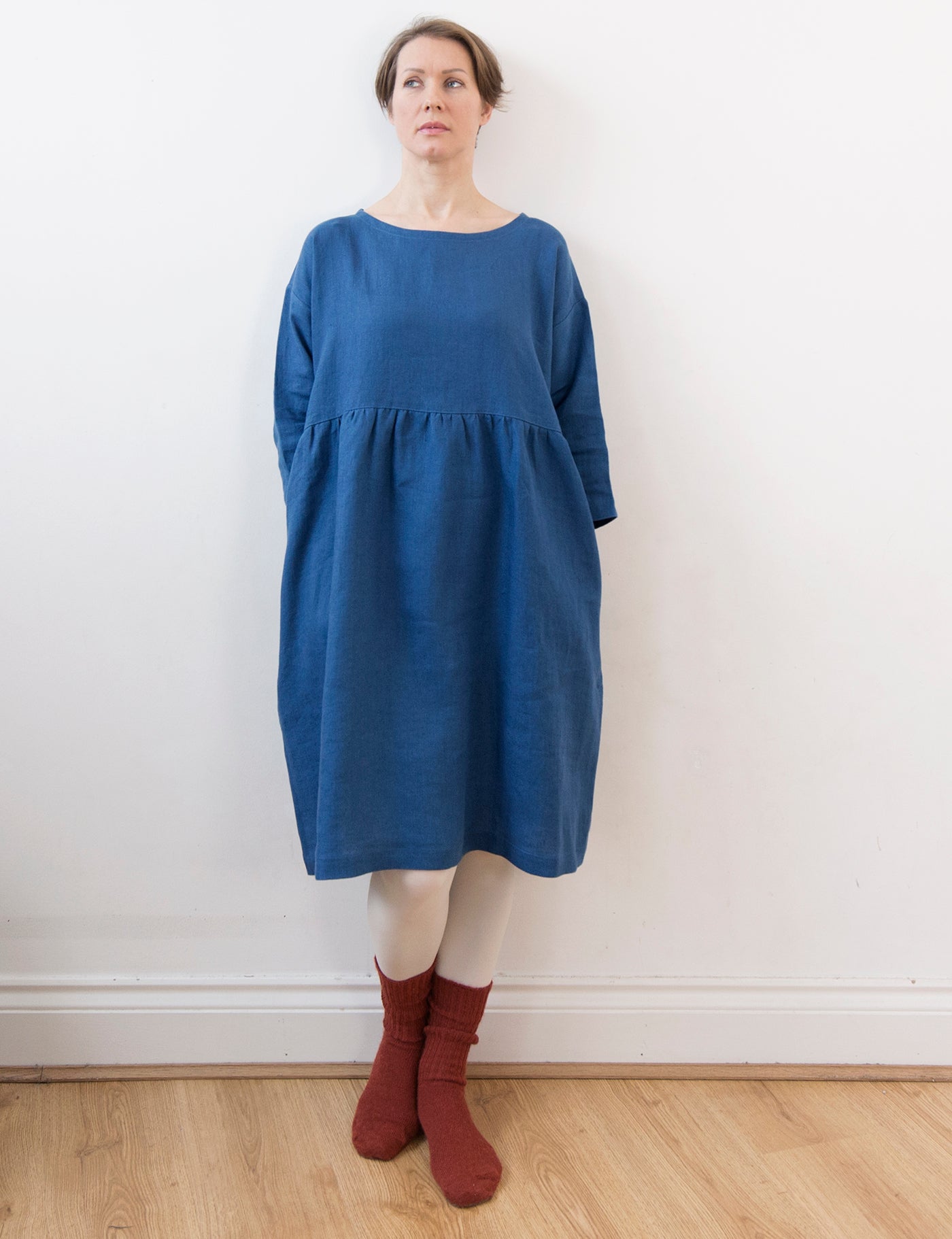 Ocean blue linen dress (knee length)