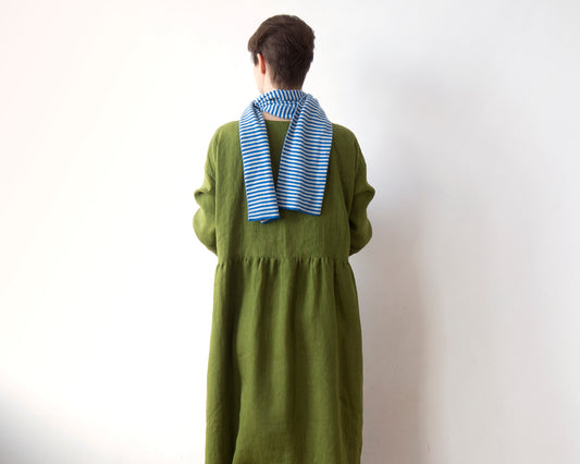 Rice field green linen dress