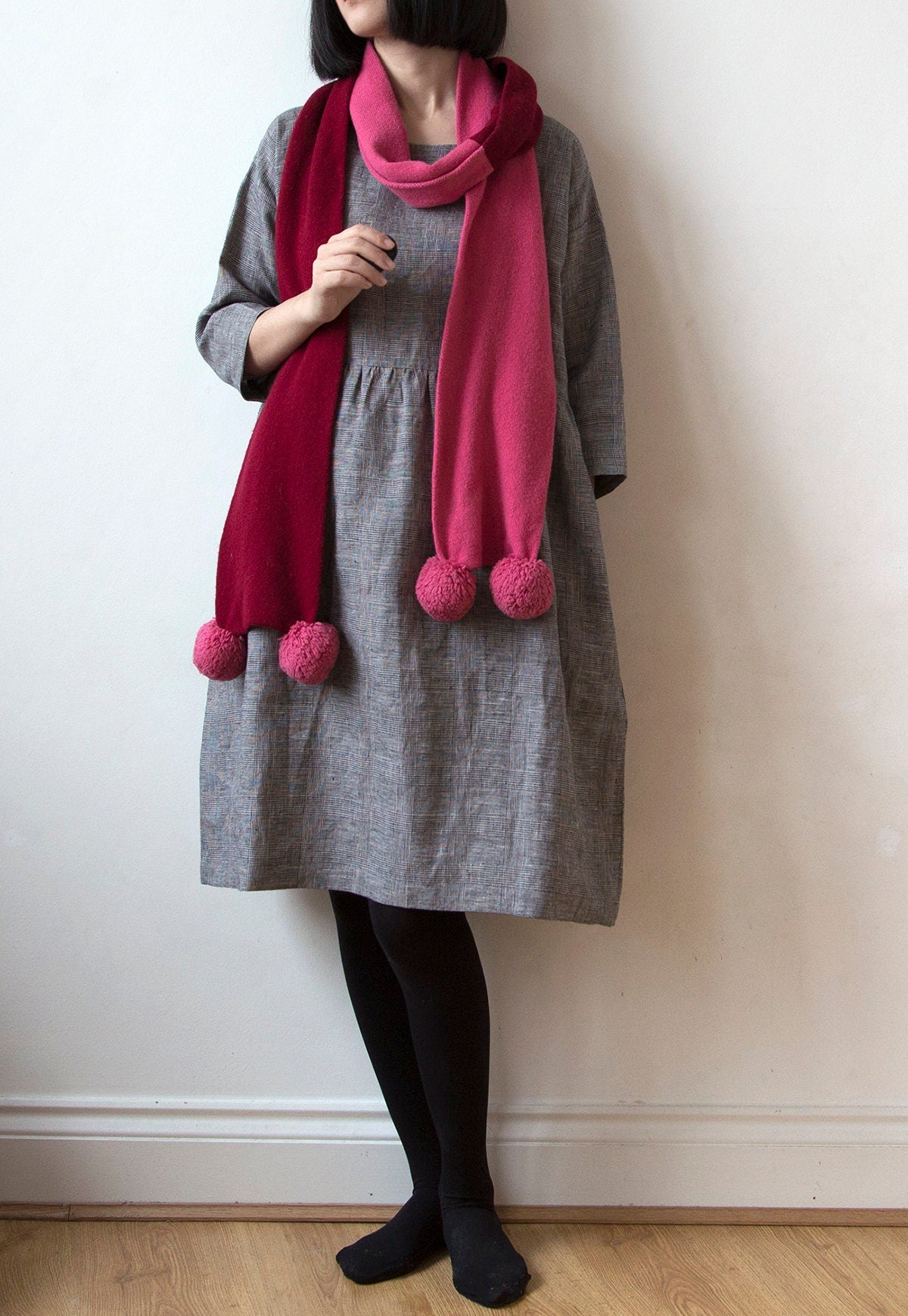 Grey glen check linen dress